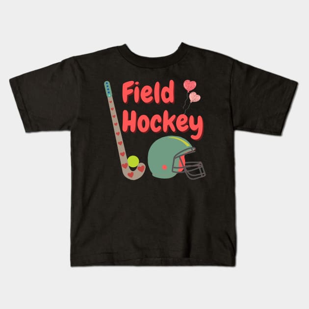 Field Hockey Valentine Kids T-Shirt by HALLSHOP